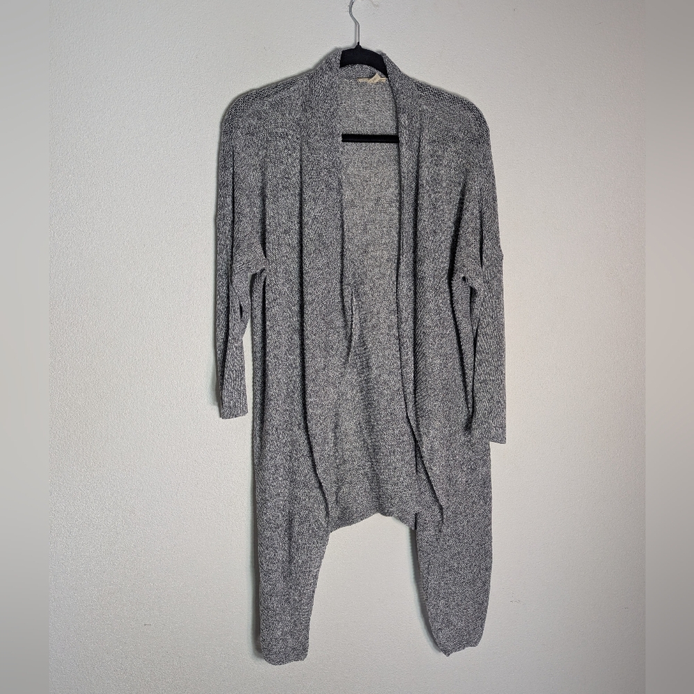 Eileen Fisher Womens Long Cardigan Sweater‎ 100% Linen Knit Grey Quiet Luxury XL